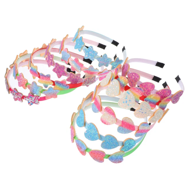 12 pezzi a forma di stella bambino pneumatici per capelli chic paillettes glitter polvere cuore