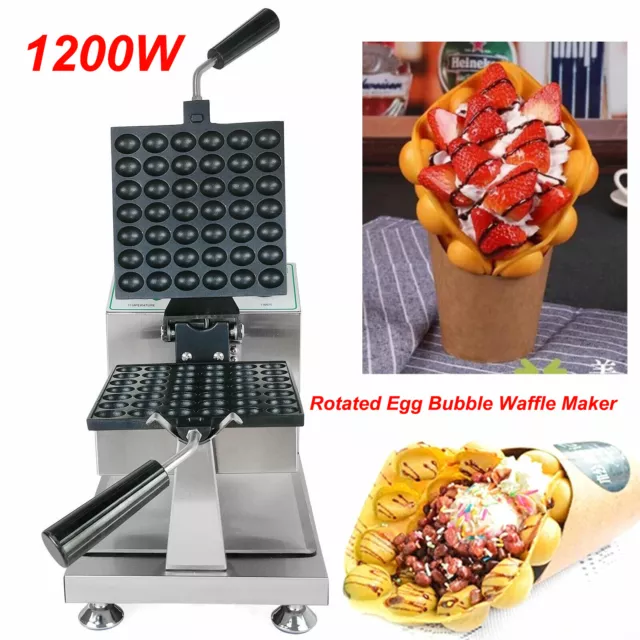 GorillaRock Bubble Waffle Maker | Manual Thermostat Egg Waffle Maker | Professional Electric Machine | Nonstick 110V