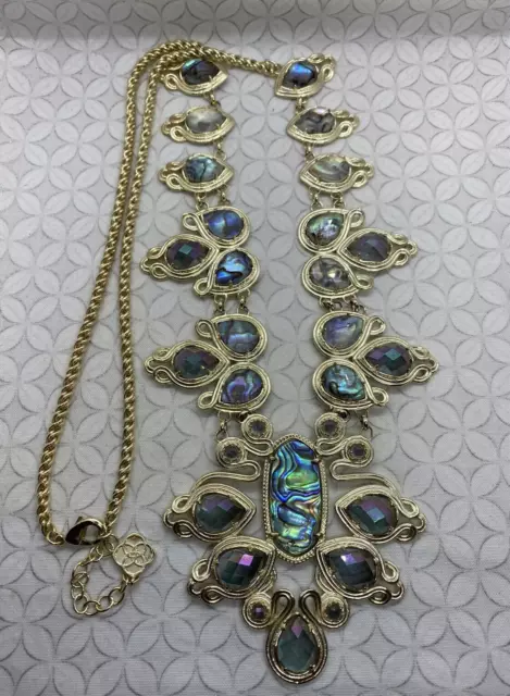 Kendra Scott Mystic Bazaar Tedi Statement Necklace in Abalone Gold tone
