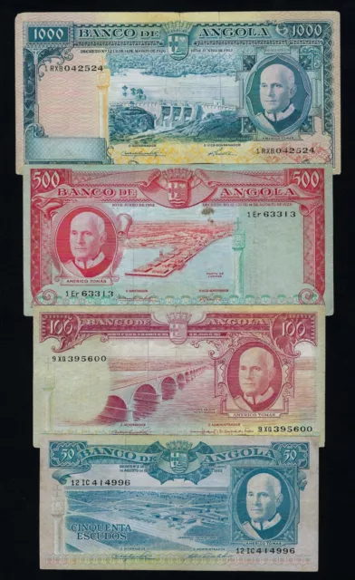 Portugal Angola SET 50 + 100 + 500 +1000  ESCUDOS 1962 P-93 P-94 P-95 P-96