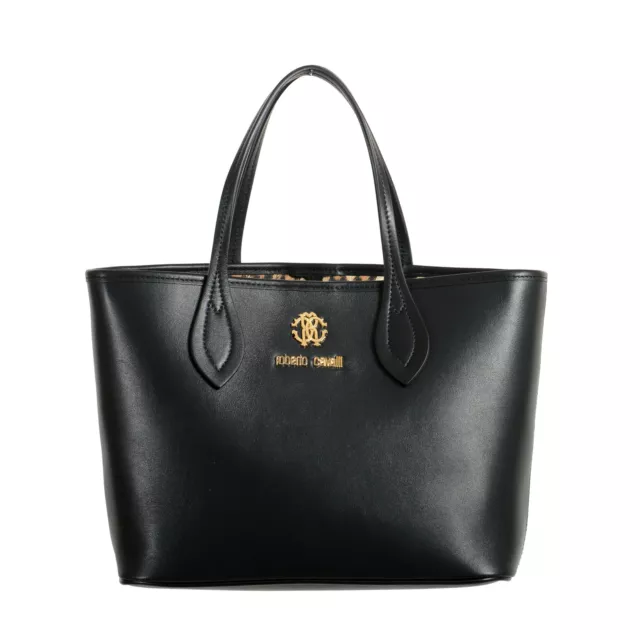 Roberto Cavalli Women's Black Leather Shoulder Handbag Tote Bag