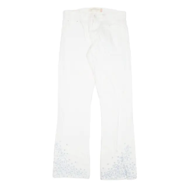 LEVI'S 527 Jeans floreali denim bianchi regolari bootcut donna W29 L32