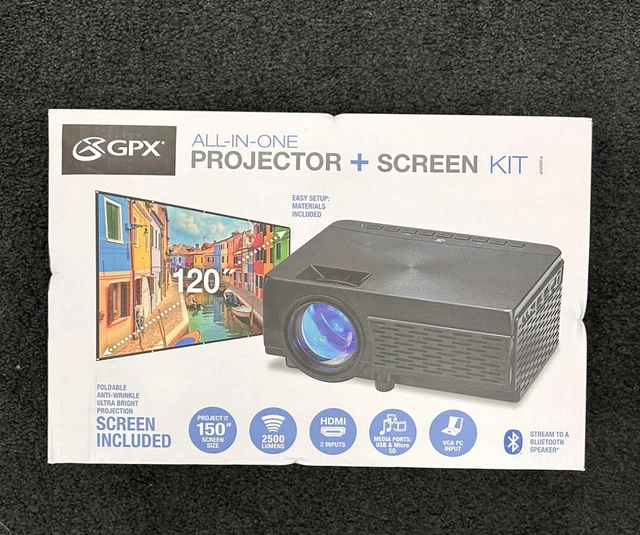 GPX ALLINONE PROJECTOR and Screen Kit 150" Screen Size 59.99 PicClick