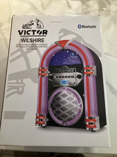 NEW VICTOR  WILSHIR Desktop Bluetooth Jukebox , LED Light(VDTJ-1450-BK), BLACK