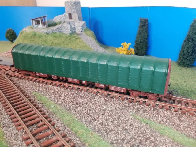Wagon plat a dossiers bachés a bogies SNCF Jouef ho