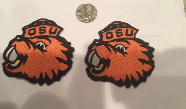 (2)-OSU Oregon State Beavers vintage iron on embroidered patches  3" x  3”