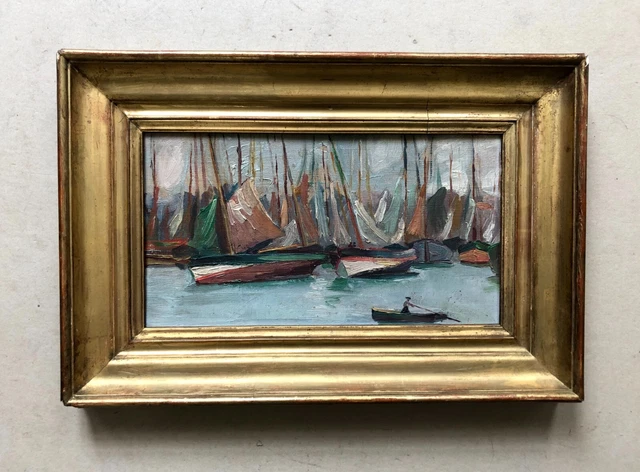 Tableau Peinture à L'huile VENISE - Signé Henri JACQUIER (1878-1921), Paysage Gondoles, Cadre Inclus - Excellent état