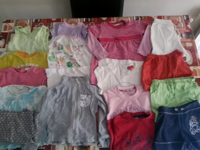 LOTTO 15 STOCK 16 PEZZI ABBIGLIAMENTO BIMBA NEONATA 12-24 mesi