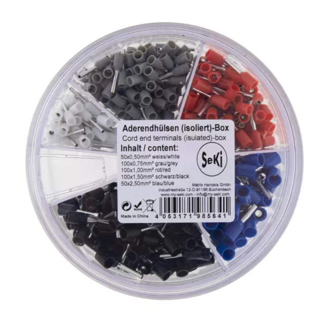 Sortiment Aderendhülsen isoliert 0,50mm² - 2,50mm²