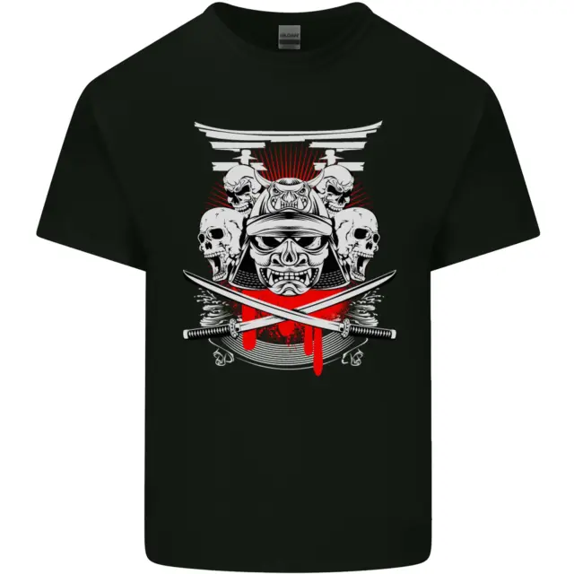 Samurai Teschi Giappone Arti Marziali Mma Uomo Cotone T-Shirt