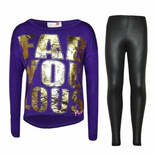 Bambine Favoloso Stampato Trendy Top & Moda Set Leggings Età 7-13 Anni