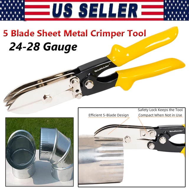 5-Blade Hand Crimper Sheet Metal Tools, Hvac Tool for 24-28 Gauge Duct Work Down