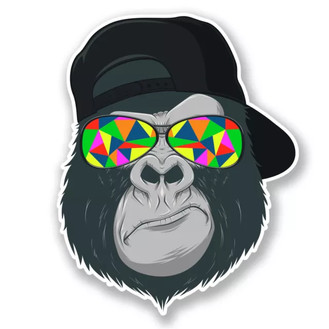 2 x Cool Gorilla Vinyl Stickers Decal Laptop Car Bike Helmet Ape Monkey #6696/SV