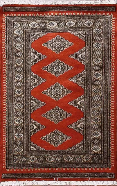 Traditional Hand Knotted Modern Bokhara Area Rug Red 100% Wool Rugs (2.5 x 4)