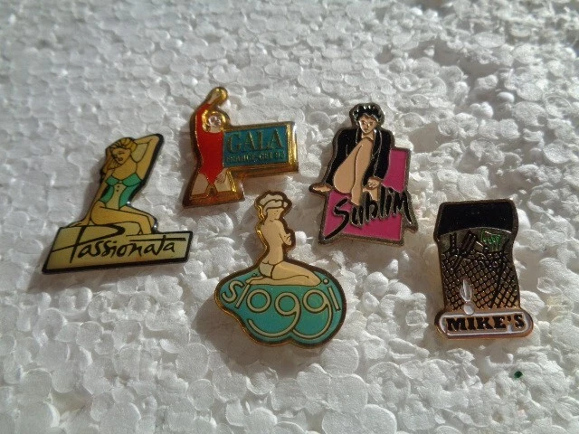 Job lot of 5 sexy ladies in underwear metal lapel pins