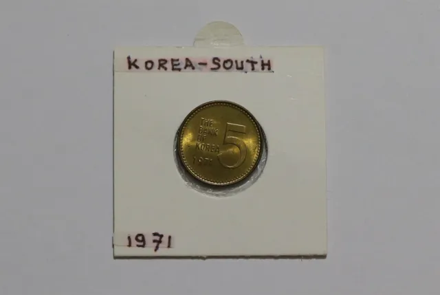 🧭 🇰🇷 Korea 5 Won 1971 High Grade B49 #2332
