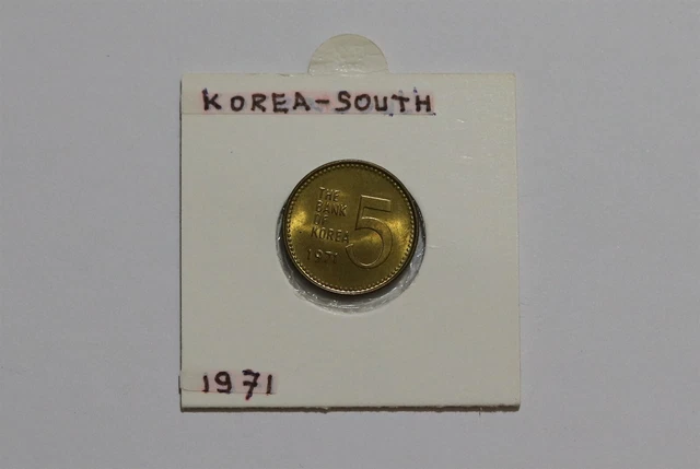 🧭 🇰🇷 Korea 5 Won 1971 High Grade B49 #2332