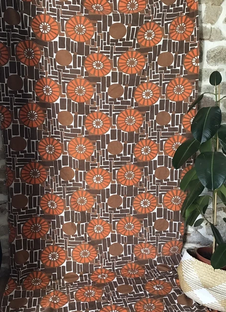 Tissu Ancien Vintage Français - Motif Fleuri Multicolore Sur Coton - Parfait Pour L'ameublement