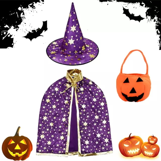 Costume Da Strega Di Halloween,Mantello Wizard Con Cappello, Halloween Cappello