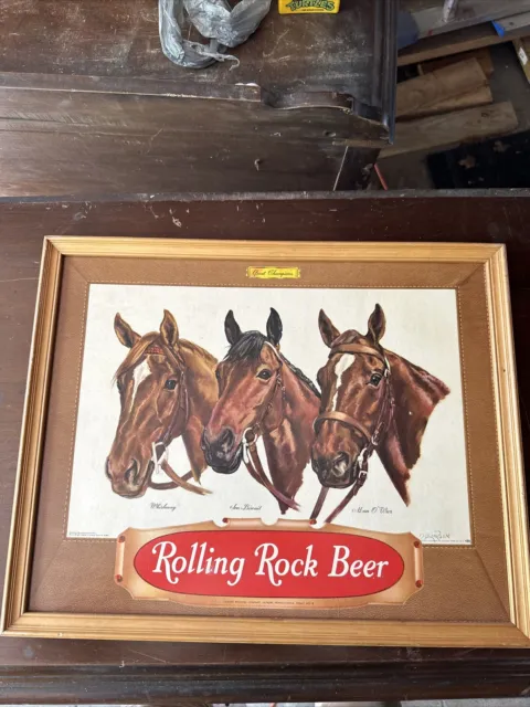 Rolling Rock Beer Kentucky Derby Winner Horse Sign Sea Biscuit Man O War Pa