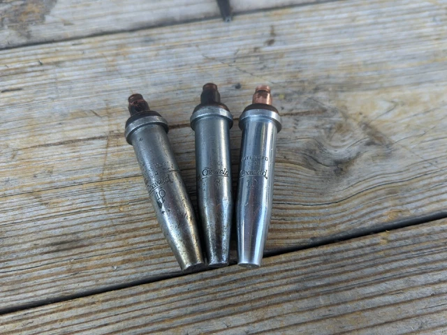 Vintage Oxyweld Metal Cutting Torch Tip #10 #8 Lot Of 3 Read Look