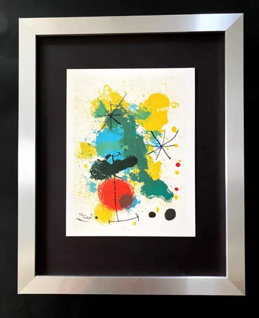 Joan Miro 1964 Beautiful Signed Print+  Mounted & Framed In A New Silver 14X11