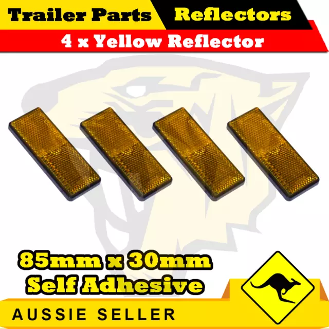 4 x Superior Amber 85mm x 30mm Self Adhesive Reflectors CTA Approved CTA-061219