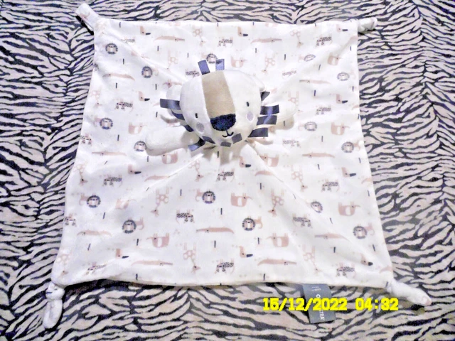 🦋 Orchestra Doudou Lion Safari Friends Blanc Marron Beige Plat 35/35Cm  Neuf