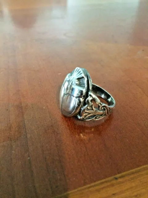 Egyptian Jewelry  Sterling Silver Scrarb Ring  By Kemet Art