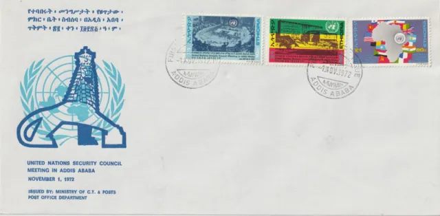 1972 Äthiopien Hinweis Uno Ad Addis Abeba - 3 V. Auf Umschlag FDC MF95233