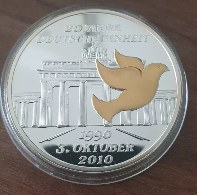 20 Jahre Deutsche Einheit - Brandenburger Tor - Medaille - Silber Auflage - Gold