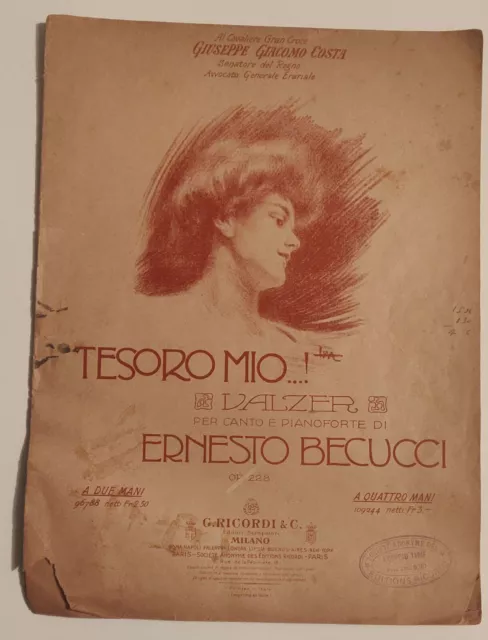 Partition ancienne - Becucci - Tesoro Mio - Suite De Valses Pour Piano Op 228