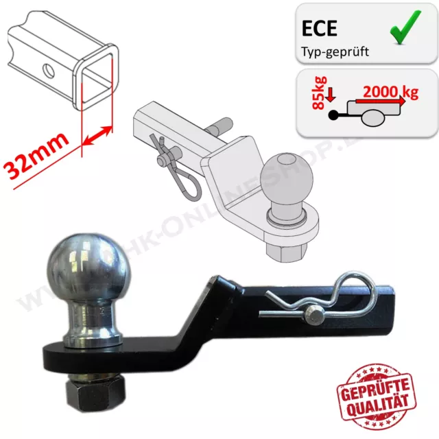 ATTELAGE remorque 1 et 1/4“ US-Adaptateur 32x32mm Crochet Boule remorquage +30mm