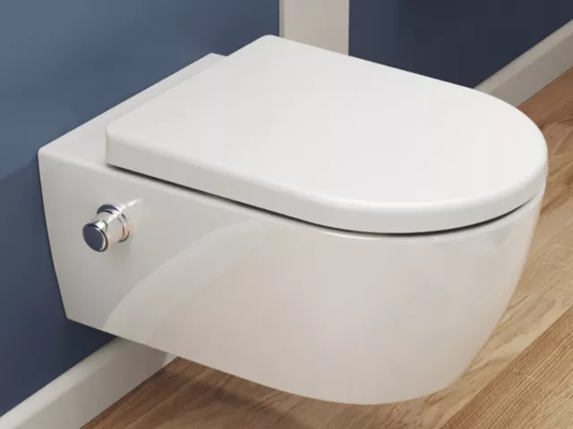 Dusch WC Spülrandlos Taharet Wand Hänge-WC Bidet Toilette inkl. Armatur + Sitz