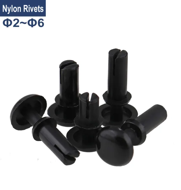 Push Type Buckles R-shaped Rivets PA Rivets R2032~R6080 Black Plastic Rivets