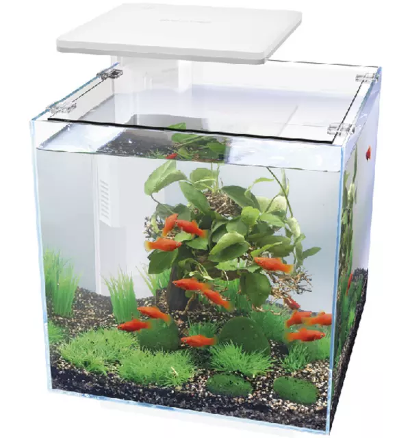 Superfish QubiQ 30 LED White 30L Nano Cube Aquarium Fish Tank Filter & LED Light