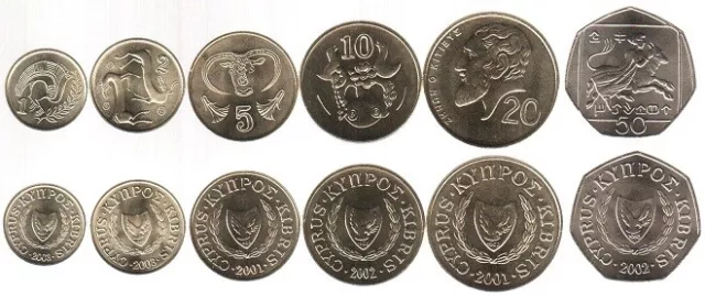 Cyprus / Zypern - 1 + 2 + 5 + 10 + 20 + 50 Cents 2004 UNC - KMS Satz