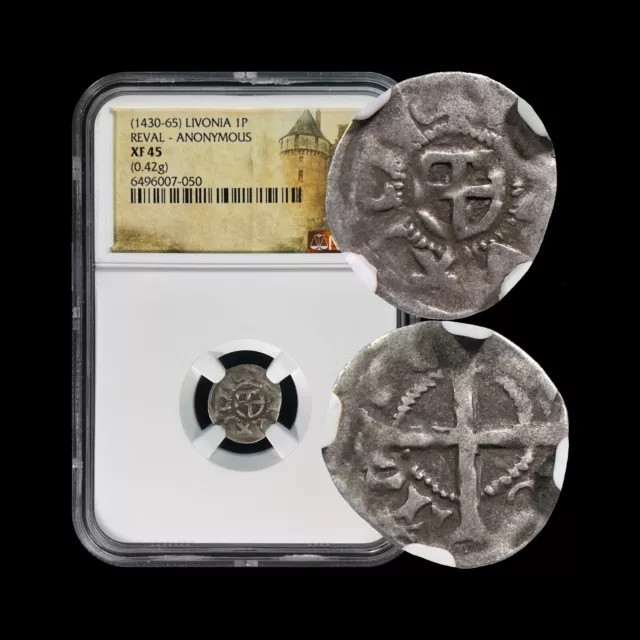 LIVONIA. 1430, Pfennig, Silver - NGC XF45 - Teutonic Order, Reval, Tallinn 050