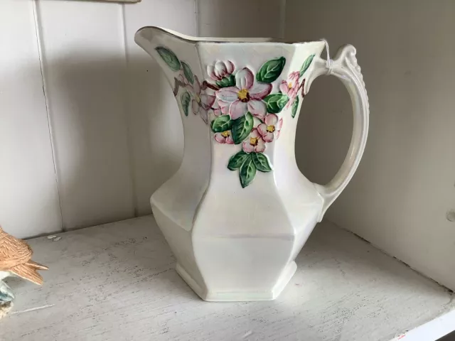 Ringtons Maling Ware Pottery Lustre Apple Blossom Water/flower Jug 8 InchesC1930