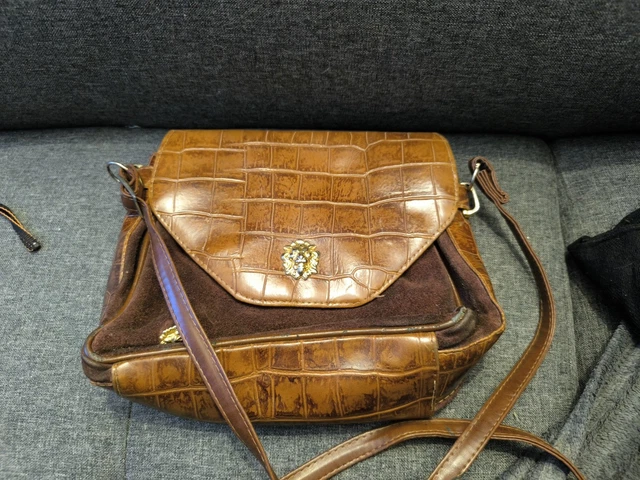 Sac à Main Vintage En Cuir Beige Taupe Des Années 70/80 - Avec 2 Paires De Gants Daim - FR