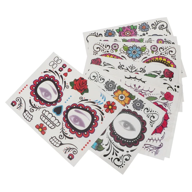 8 Pcs Waterproof Masquerade Face Stickers Child Halloween Party Prop