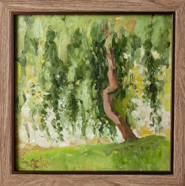 Dipinto ad olio paesaggio originale incorniciato, arte della parete unica,...