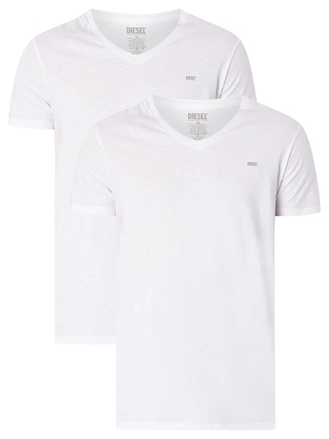 Diesel Uomo Confezione da 2 t-shirt Lounge Michael con scollo a V, bianca