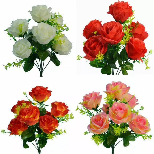 7 Köpfe Künstliche Blume Bunch Seide Rose Blumen Bund Hochzeit Party Hause Dekor