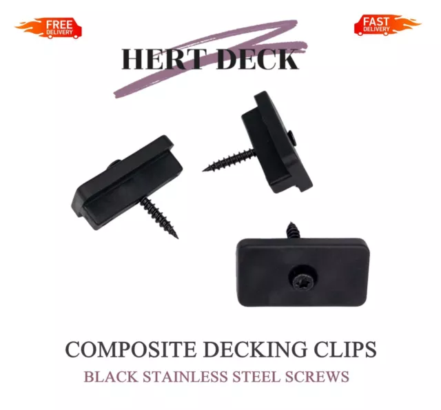 Composite Decking T Clips / Spacers / Hidden Fixing with Black Screw