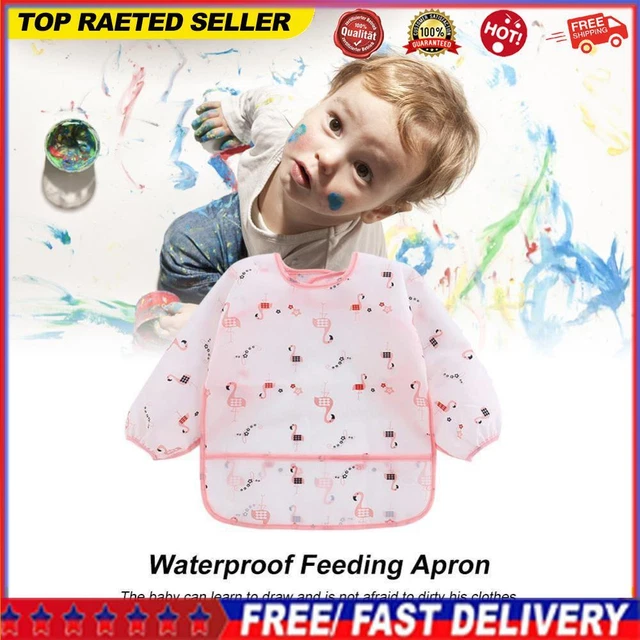 Long Sleeve Feeding Apron Children One Piece Eating Clothes Toddler Eating Cover