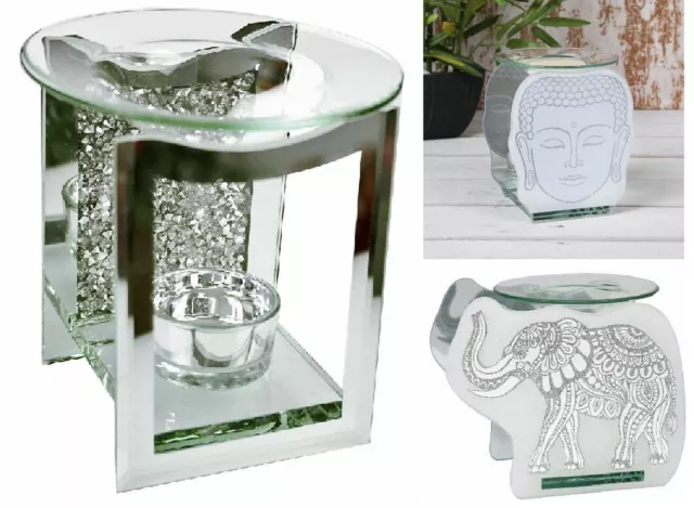 Meditating Buddha & Elephant Tealight Holder Fragrance Oil Burner Glass Wax Melt