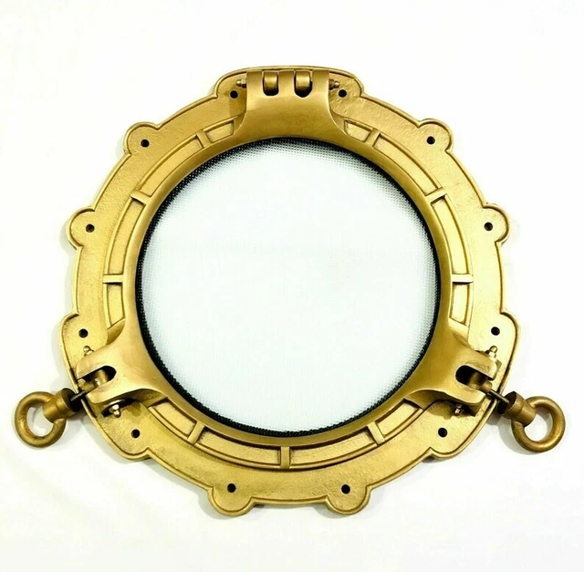 Antigüedad 38.1cm, Portilla Vintage Latón Náutico Navío Ventana Decorativo