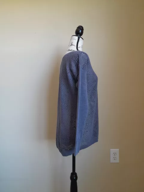 Rebecca Taylor sweater women's gray mesh knit pullover S 2