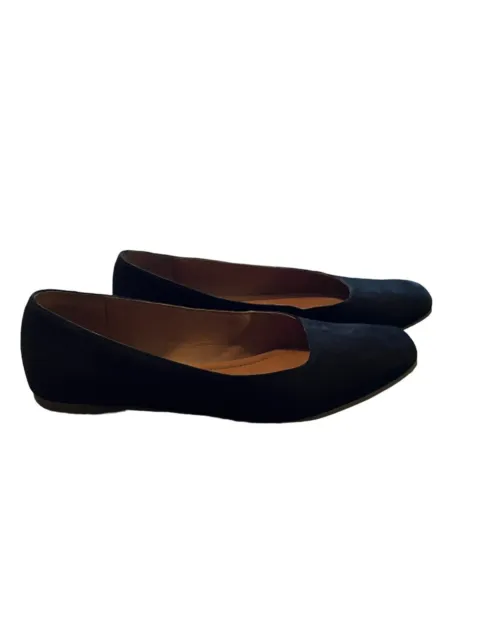 Lucky Brand Women's Ballet Finorah Flats Size 8.5 Black Leather Slip-On Shoes